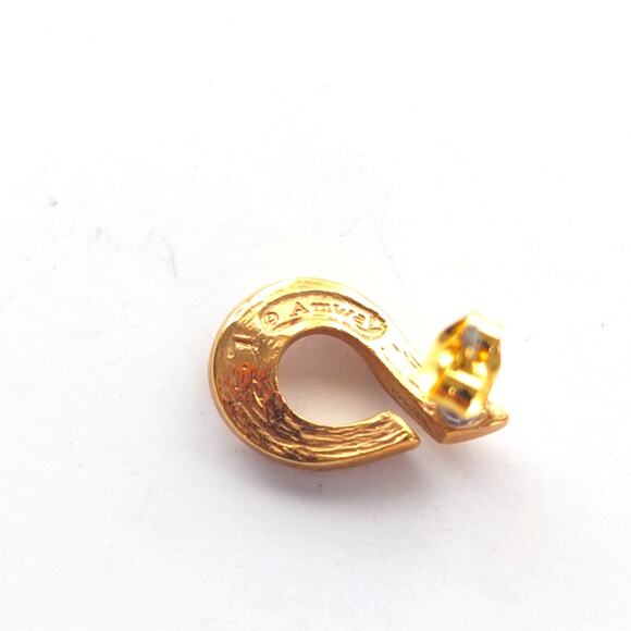 Vintage Amway Gold Tone Minimalist Open Swirl Hook Pierced Post Stud Earrings - Picture 4 of 4